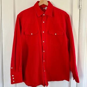 Vintage 90s Red Western Denim Shirt Medium | Oversized Button Down Top
